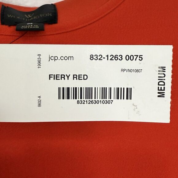 NEW Worthington Woman's Knit Blouse Orange Cold Shoulder 3/4 Sleeve Size Medium - Picture 6 of 16